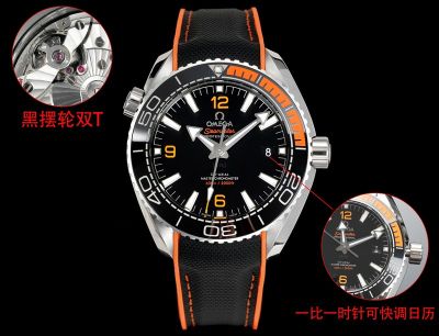 Omega Planet Ocean Bezel Swap 600M for Diving 43.5MM 316L Steel Black Watch